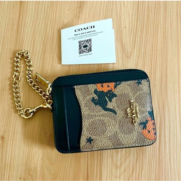 Coach Zip Card Case In Signature Canvas With Halloween Print # CW886 - Picture 3 of 5